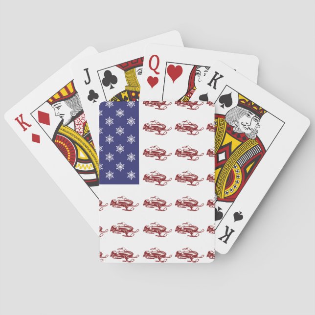 Patriotic Snowmobiling Poker Cards (Back)