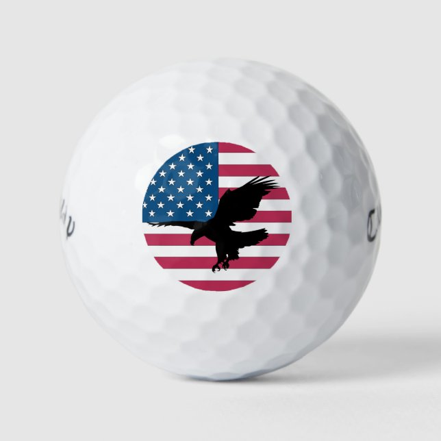 Patriotic Soaring Bald Eagle Flag Golf Balls (Front)