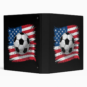 Patriotic soccer 4th of july men usa american flag 3 ring binder