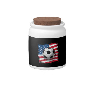 Patriotic soccer 4th of july men usa american flag candy jar