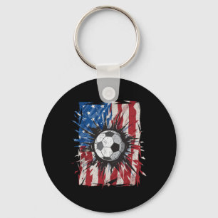 Patriotic Soccer 4th Of July Men Usa American Flag Keychain