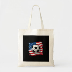 Patriotic soccer 4th of july men usa american flag tote bag