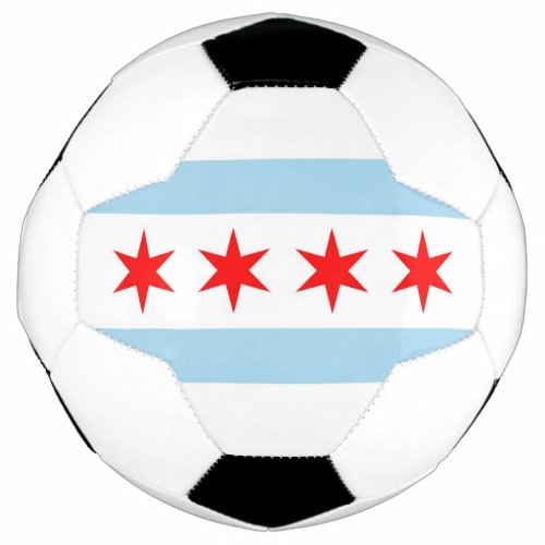 Patriotic Soccer Ball with Flag of Chicago USA