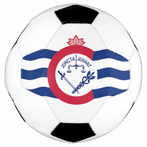 Patriotic Soccer Ball with Flag of Cincinnati