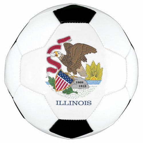 Patriotic Soccer Ball with Flag of Illinois USA