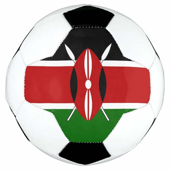 Patriotic Soccer Ball with Flag of Kenya (Front)