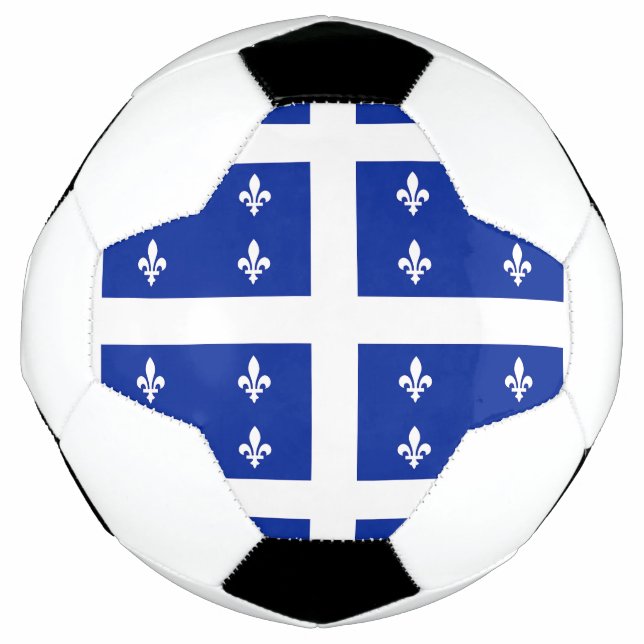 Patriotic Soccer Ball with Flag of Quebec, Canada (Front)