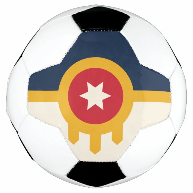 Patriotic Soccer Ball with Flag of Tulsa, Oklahoma (Front)