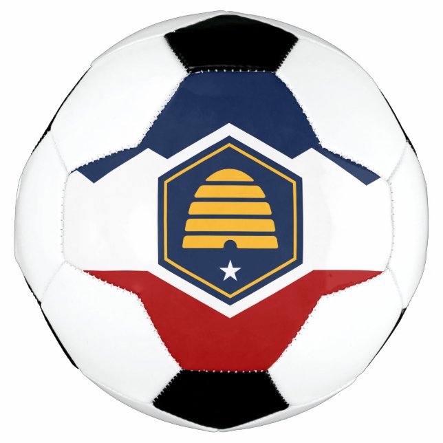 Patriotic Soccer Ball with Flag of Utah State, USA (Front)