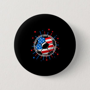 Patriotic soccer player 4th of july american flag button