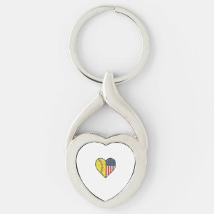 Patriotic Softball Heart Vintage Vector Design_1 Keychain