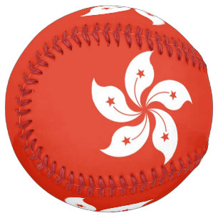 Patriotic Softball with flag of Hong Kong