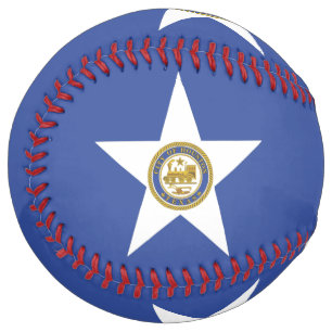 Patriotic Softball with flag of Houston