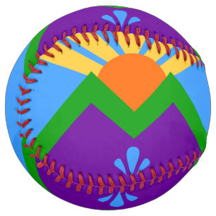 Patriotic Softball with flag of Manitou Springs