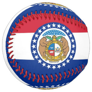 Patriotic Softball with flag of Missouri, USA
