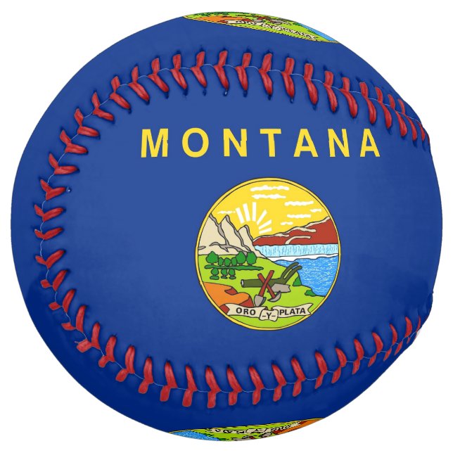 Patriotic Softball with flag of Montana, USA (Front Left)