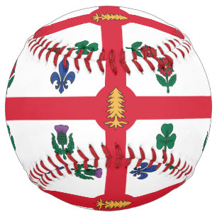 Patriotic Softball with flag of Montreal, Canada