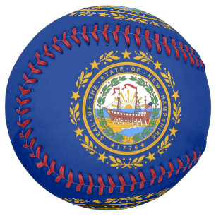Patriotic Softball with flag of New Hampshire, USA