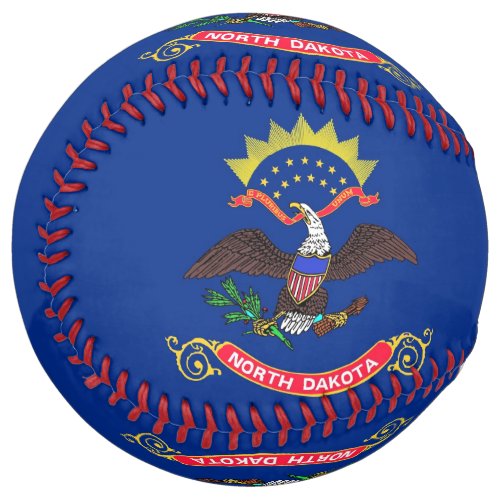 Patriotic Softball with flag of North Dakota USA