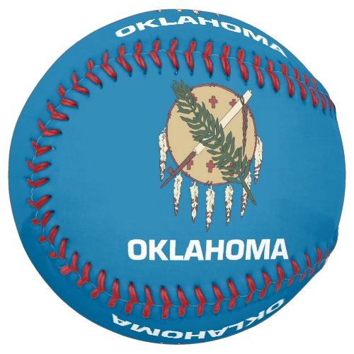 Patriotic Softball with flag of Oklahoma USA
