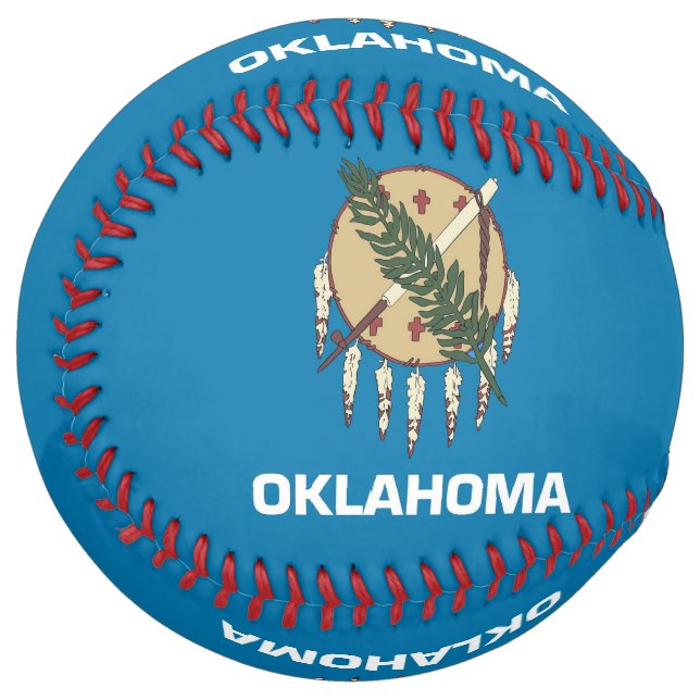 Patriotic Softball with flag of Oklahoma, USA (Front Left)