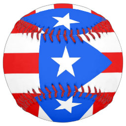 Patriotic Softball with flag of Puerto Rico, USA | Zazzle