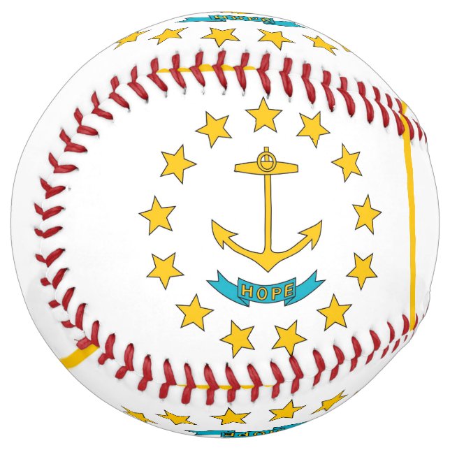 Patriotic Softball with flag of Rhode Island, USA (Front Left)