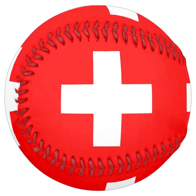 Patriotic Softball with flag of Switzerland (Front Left)