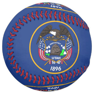 Patriotic Softball with flag of Utah USA