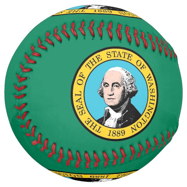 Patriotic Softball with flag of Washington, USA (Front Left)
