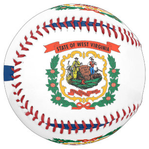 Patriotic Softball with flag of West Virginia, USA