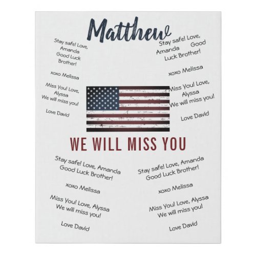 Patriotic Soldier Going Away Guest Book Sign