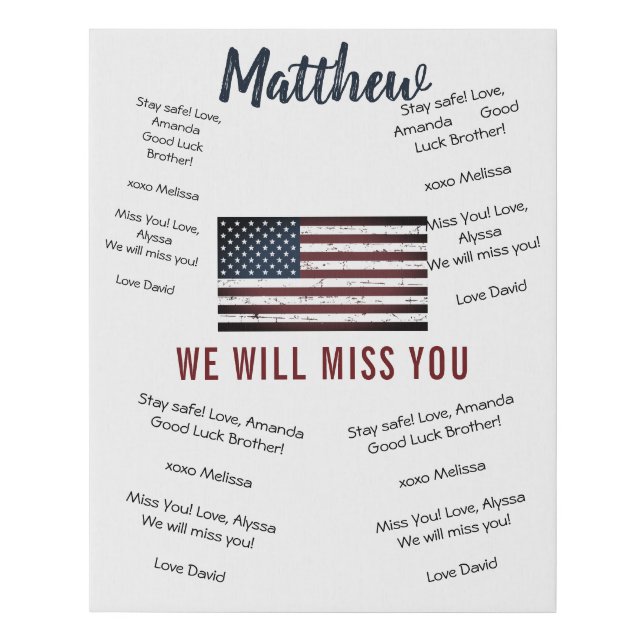 Patriotic Soldier Going Away Guest Book Sign (Front)