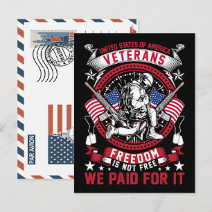 Patriotic Soldier Holding US Flag Postcard