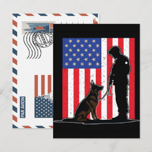 Patriotic Soldier Holding US Flag Postcard