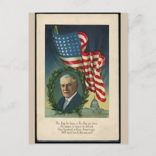 Patriotic Soldier Holding US Flag Postcard