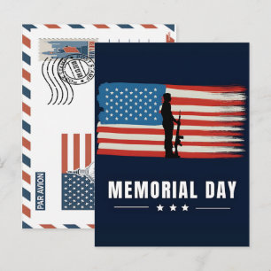 Patriotic Soldier Holding US Flag Postcard
