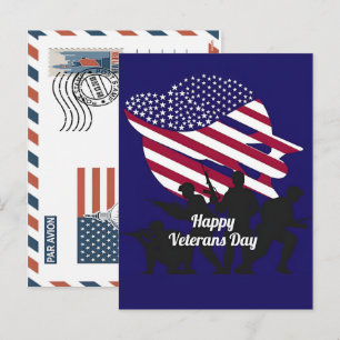 Patriotic Soldier Holding US Flag Postcard