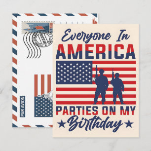 Patriotic Soldier Holding US Flag Postcard