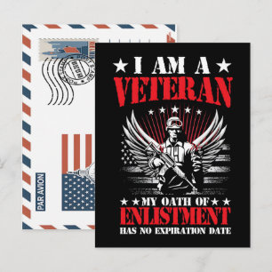 Patriotic Soldier Holding US Flag Postcard