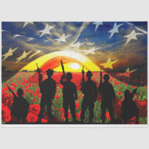 Patriotic Soldiers American Flag Tissue Paper