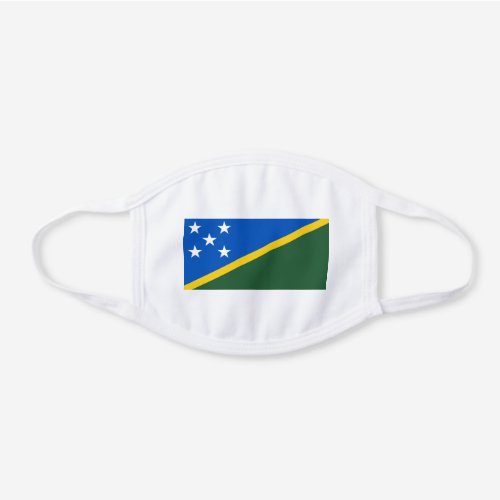 Patriotic Solomon Islands Flag White Cotton Face Mask