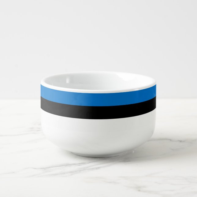 Patriotic soup mug with Flag of Estonia (Front)