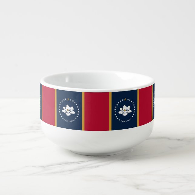 Patriotic soup mug with Flag of Mississippi, USA (Front)