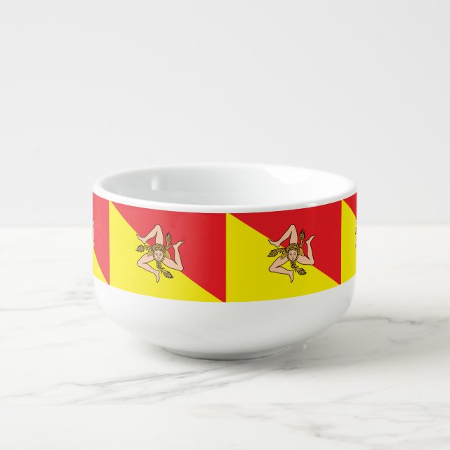 Patriotic soup mug with Flag of Sicily, Italy (Front)