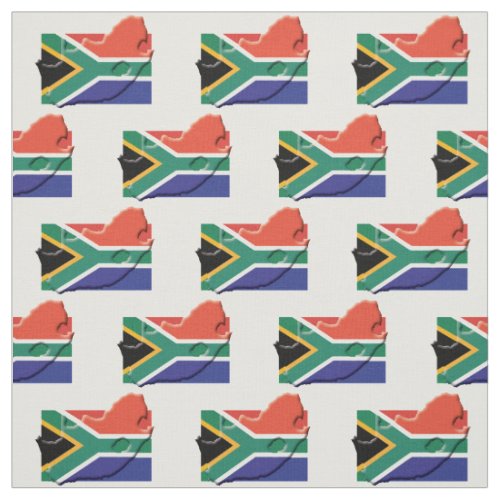 Patriotic SOUTH AFRICA FLAG Map Outline Fabric