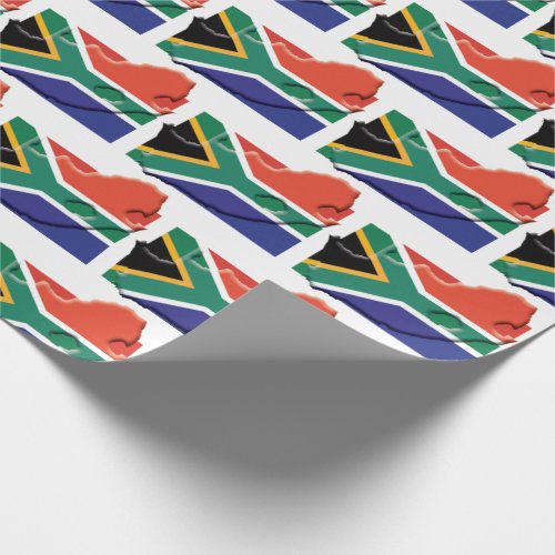 Patriotic SOUTH AFRICA Flag Map Wrapping Paper