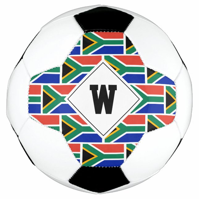 Patriotic SOUTH AFRICA FLAG Monogram Soccer Ball (Front)