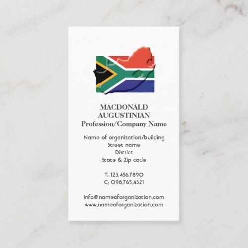Patriotic  SOUTH AFRICA FLAG  Photo Business Card