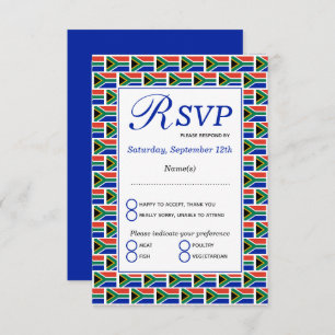 Patriotic SOUTH AFRICAN FLAG RSVP Card